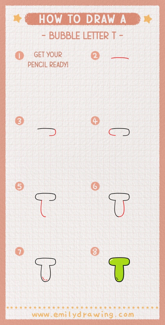 how to draw a bubble letter t pinterest pin